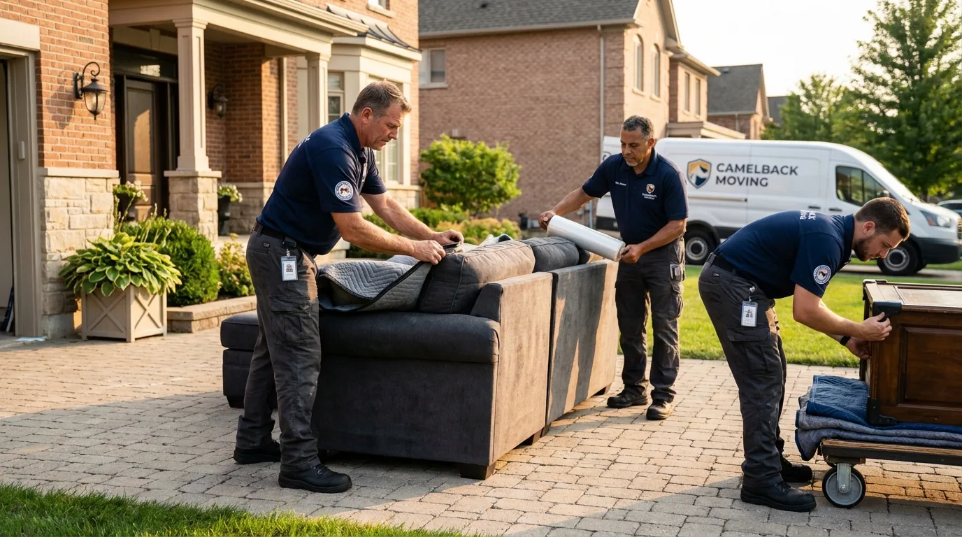 Large estate moving crew wrapping furniture in Immokalee, FL